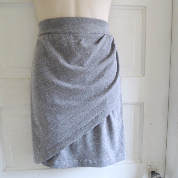 Standard James Perse Gray Faux Wrap Mini Skirt 3 (L) - Picture 1 of 7
